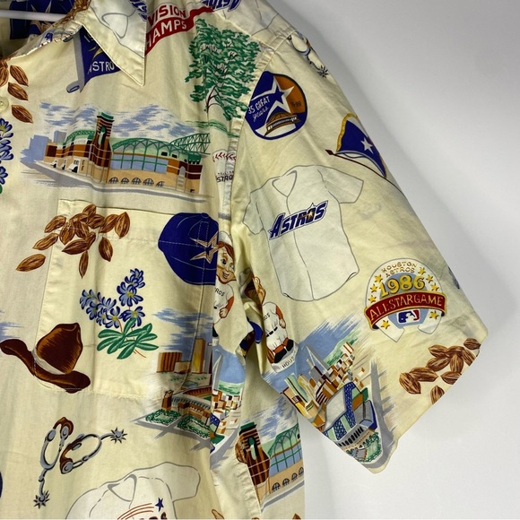 Vintage Reyn Spooner 1999 Houston Astros Short Sleeve Camp Shirt XL Cream Yellow - Picture 3 of 11